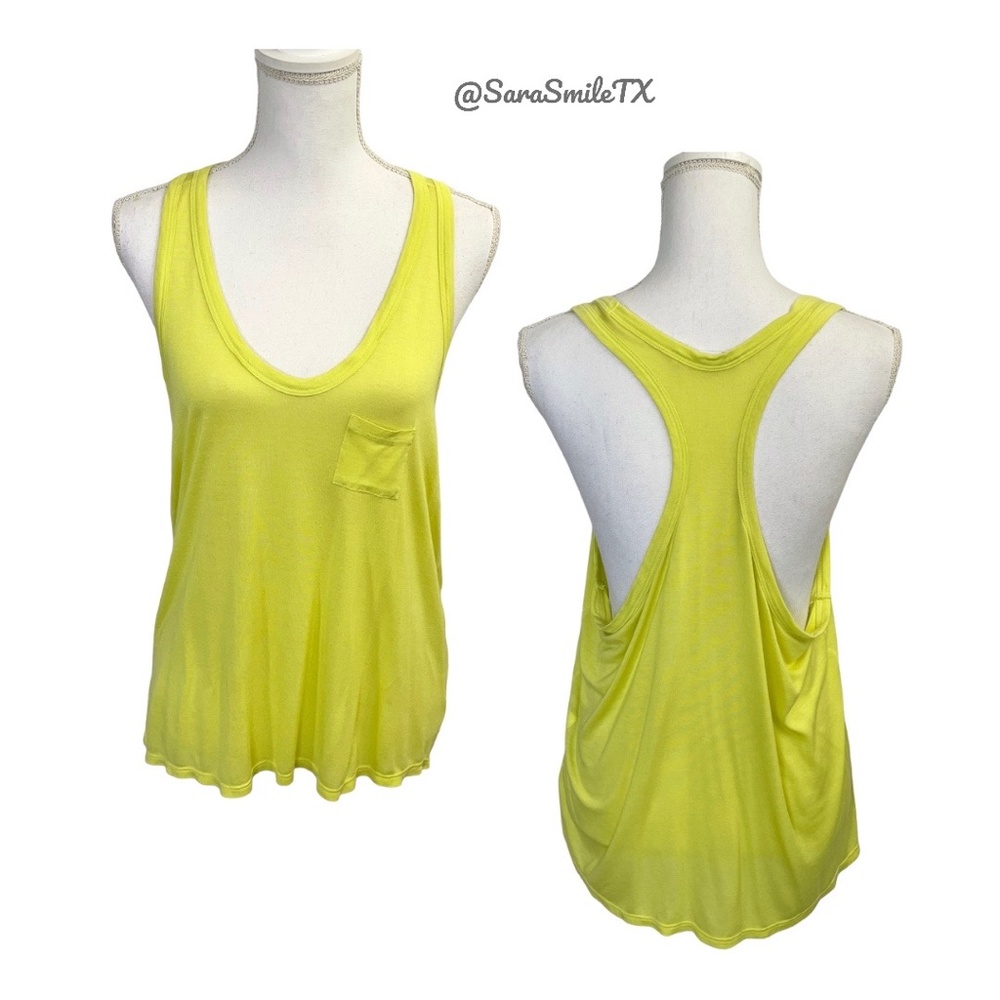 T BY ALEXANDER WANG Bright Yellow Low Sides Racerback Designer Tank Top